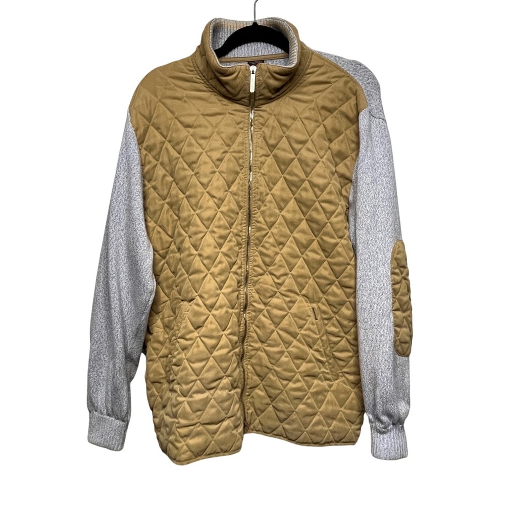 Paul & Shark Yachting Tan Quilted Hybrid Knit Jacket Mens XL  Italy FLAW‎